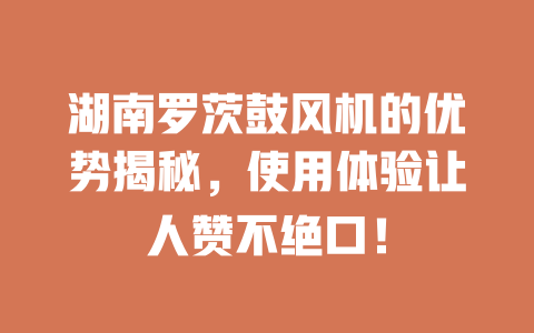 湖南羅茨鼓風機的優勢揭秘，使用體驗讓人贊不絕口！ 一